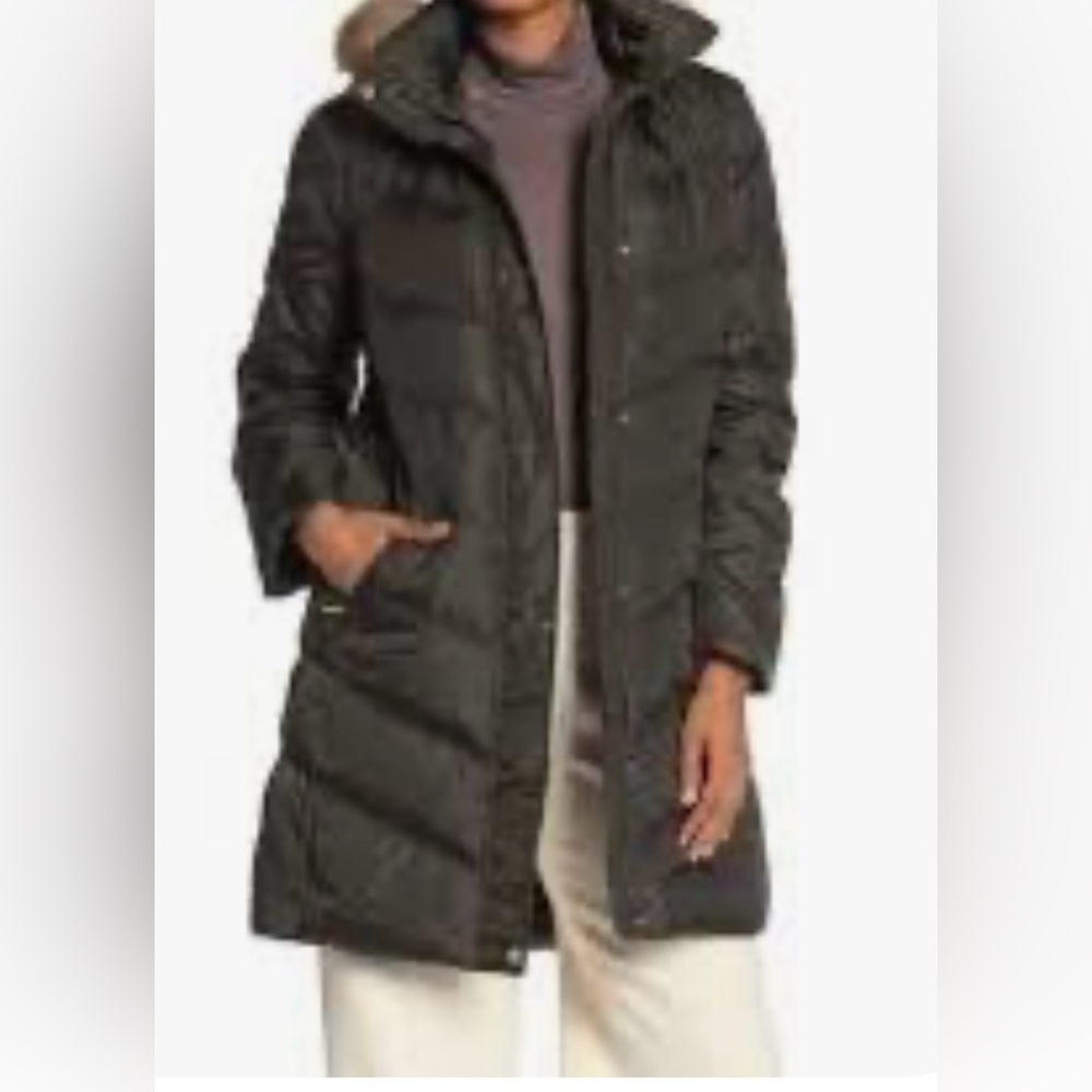Michael Kors Missy 3/4 Down Faux Fur Hooded Quilted Jacket - Picture 2 of 12